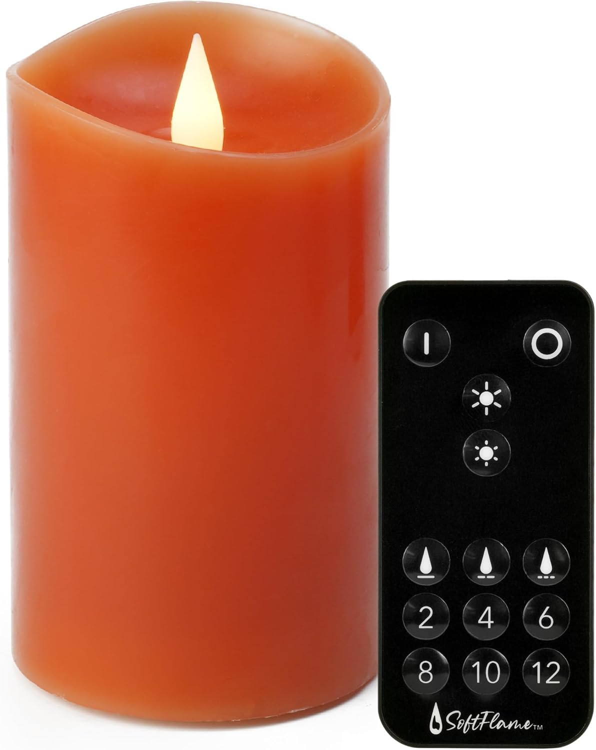 Softflame Velas LED sin llama de decoración navideña con control remoto, 3 x 5 pulgadas, pilar de cera real con temporizador para decoraciones de