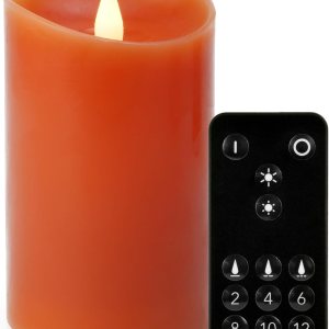 Softflame Velas LED sin llama de decoración navideña con control remoto, 3 x 5 pulgadas, pilar de cera real con temporizador para decoraciones de Softflame Velas LED sin llama de decoración navideña con control remoto, 3 x 5 pulgadas, pilar de cera real con temporizador para decoraciones de