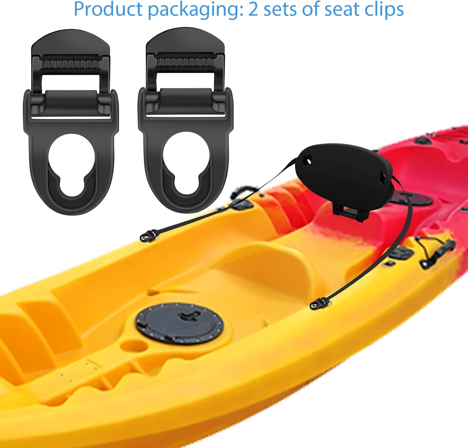 Kit de reparación de asiento de kayak, clips de asiento y ganchos. Adecuado para paquete de emociones de por vida (4 juegos en negro)