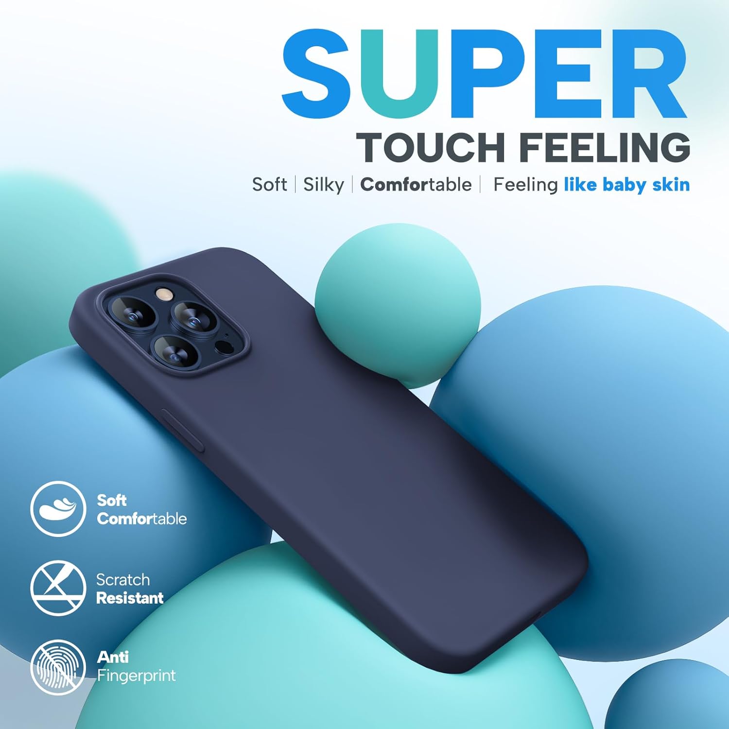 Miracase Funda diseñada para iPhone 15 Pro Max, compatible con MagSafe, con 2 protectores de pantalla, funda de silicona líquida a prueba de golpes