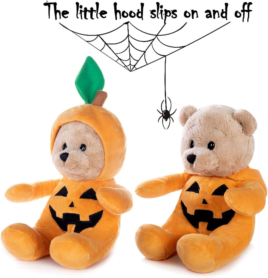 My OLi Juguete de peluche de mago de calabaza de 9 pulgadas, oso de peluche, peluche de calabaza con sombreros abatibles, adornos para niños