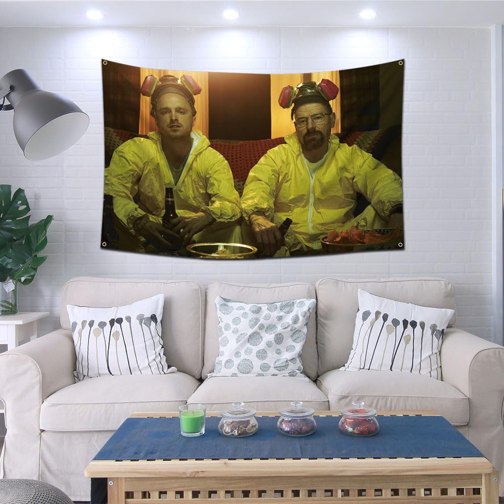 DecrPlus Breaking Bad Tapestry Walter White Jesse Pinkman Banner Poster Wall Colgante Bandera 3x5ft Dormitorio Fondo Decoración