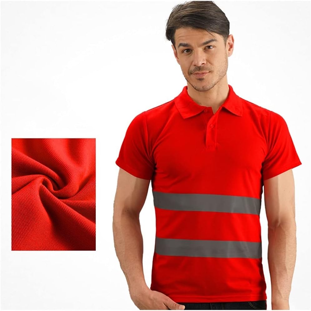 ZANZAN Polo de seguridad de alta visibilidad, camisa de trabajo de construcción con tiras reflectantes para mujeres y hombres, ropa de trabajo