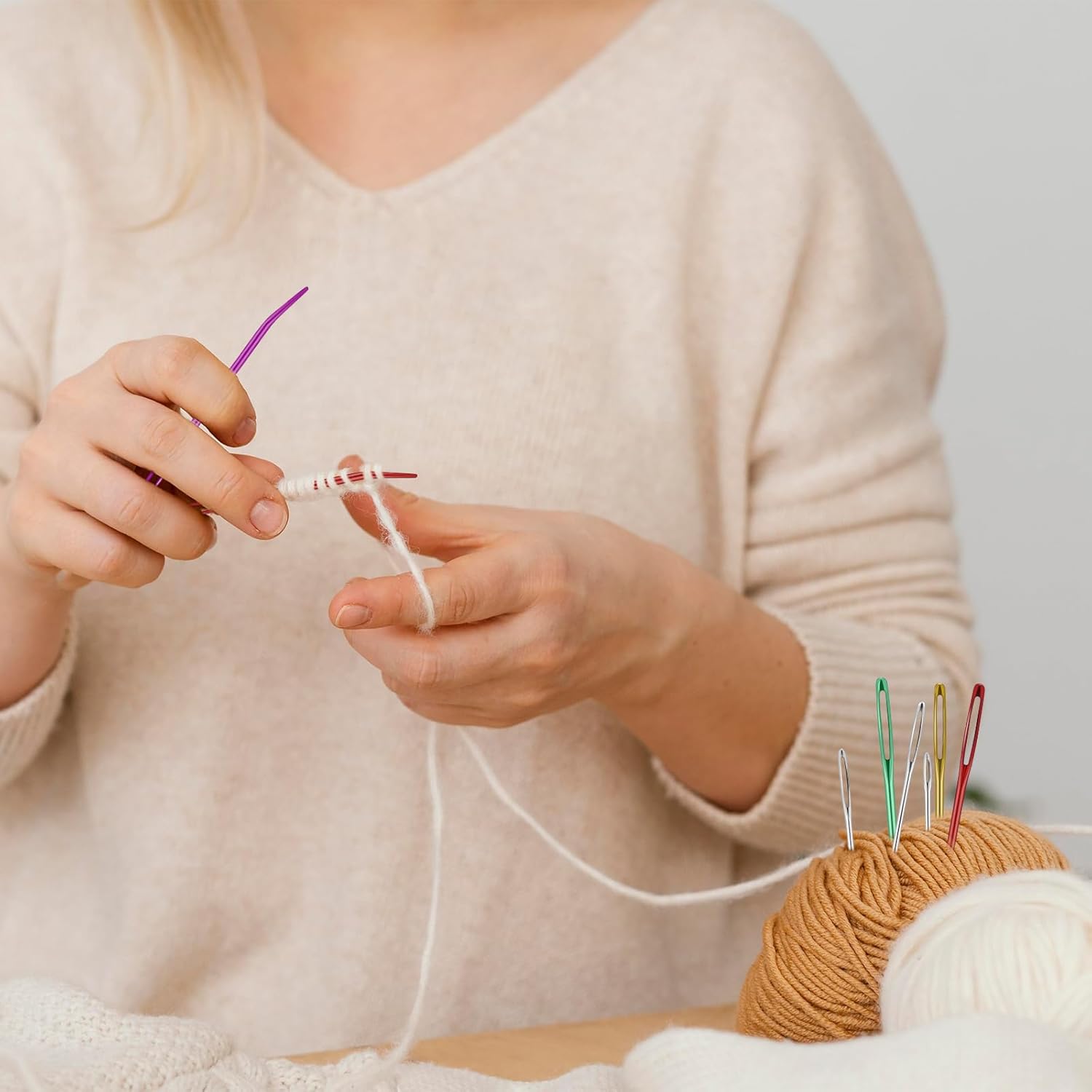 Agujas de hilo de acero inoxidable para tejer, agujas de bordar, agujas de punta doblada, agujas de tejer a mano, agujas de coser para tejer a