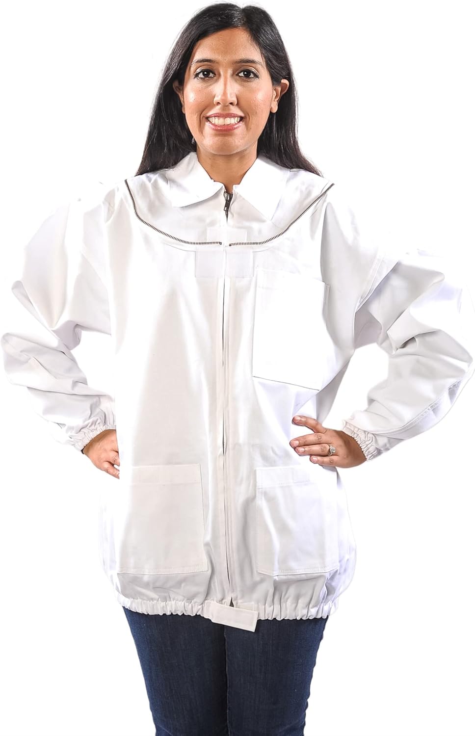FOREST BEEKEEPING SUPPLY Chaqueta de algodón de alta calidad con capucha de velo de esgrima, chaquetas profesionales de apicultor prémium (mediano)