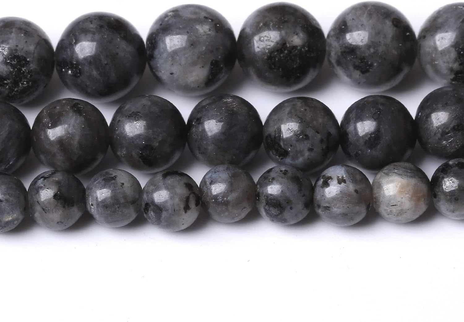45 cuentas de labradorita negra natural de 0.315 pulgadas (0.315 in), cuentas redondas sueltas de piedra para fabricación de joyas, piedra