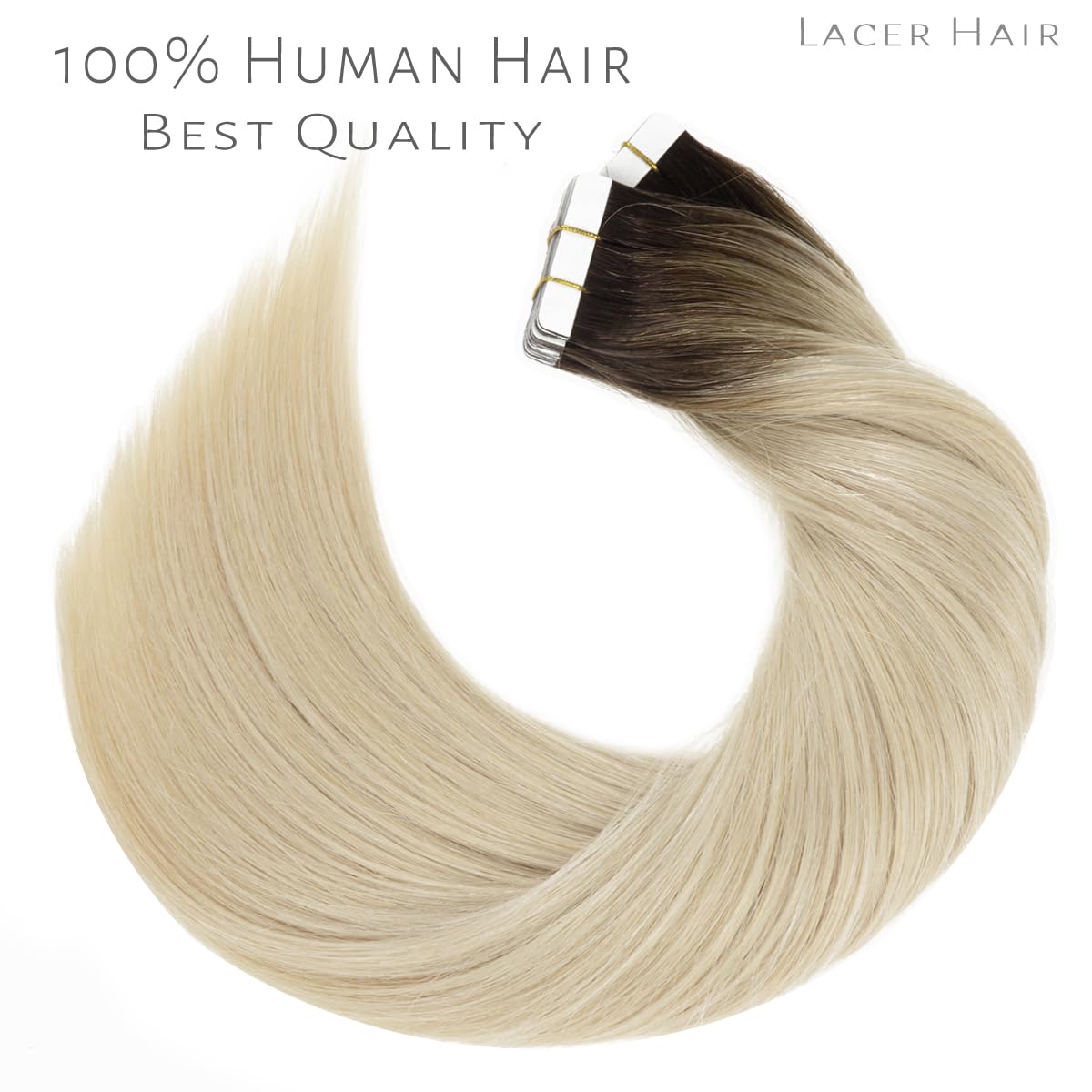 Lacerhair – Extensiones de cabello humano sin costuras de la mejor calidad, con Balayage y color degradado, de cabello humano 100% virgen, con cinta
