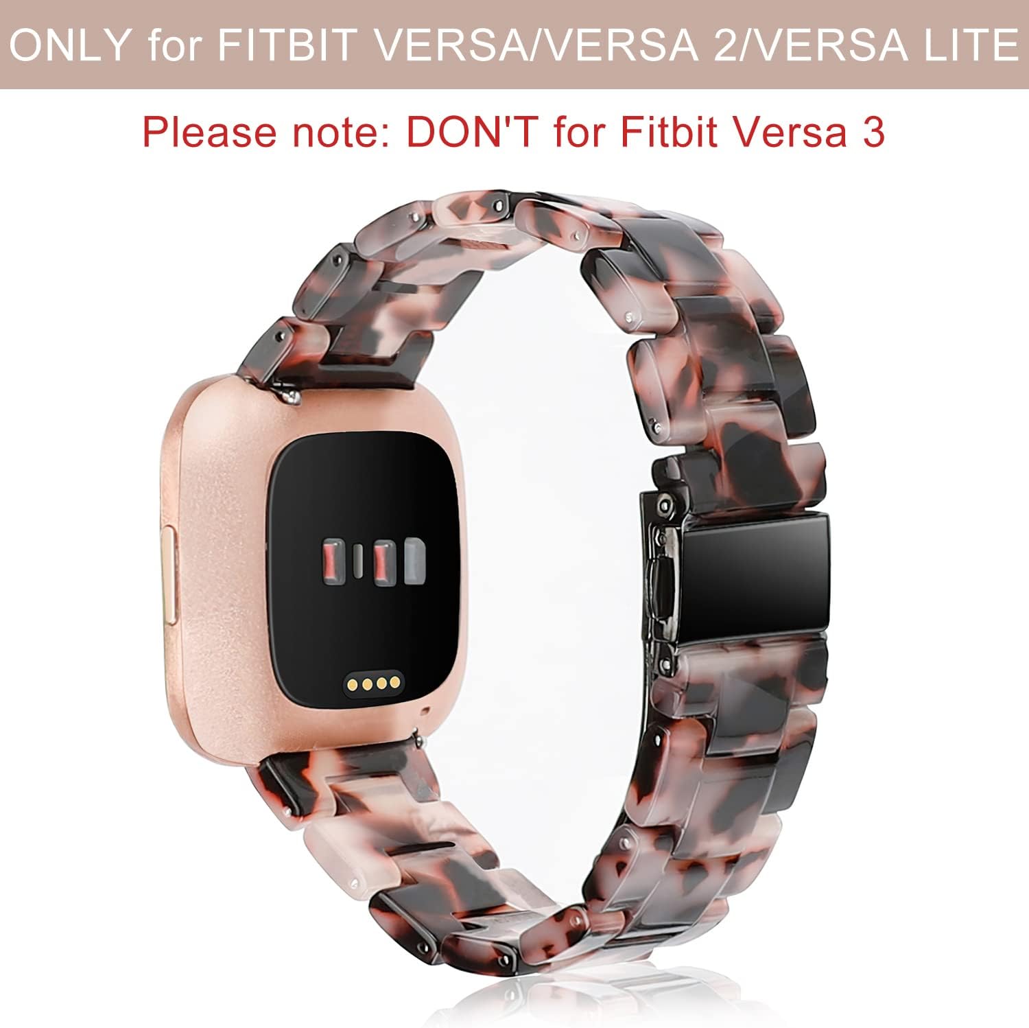 Wearlizer Resina y acero inoxidable compatible con correas Fitbit VersaVersa 2Versa LiteVersa SE para mujeres y hombres, reemplazo ligero compatible