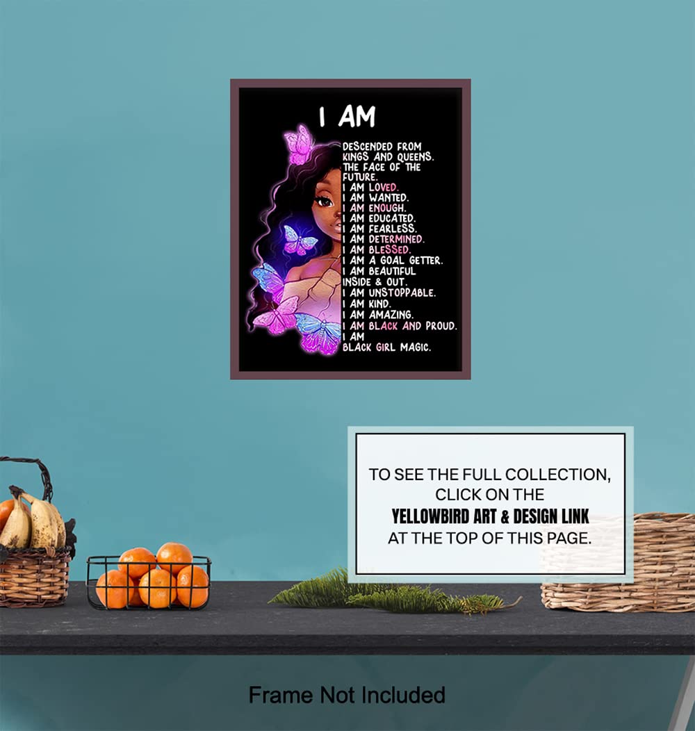 Inspiring Black Girl Wall Decor LARGE 11×14 – African American Girl Art Print – Inspirational positive affirmation – Motivational Quotes – Girls