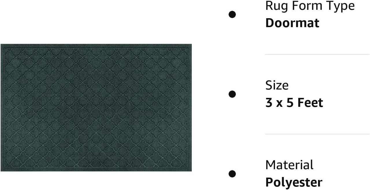 Bungalow Flooring Waterhog – Tapete para puerta, 3 x 5 pies, fabricado en Estados Unidos, duradero y decorativo, antideslizante, interiorexterior,
