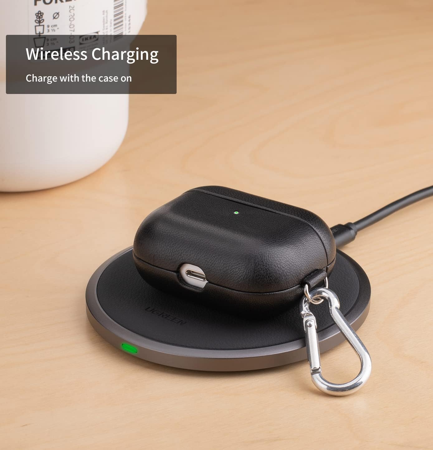 lopie – Funda de cuero compatible con AirPods de 3 generación, hecha a mano con llavero para AirPods 3, funda protectora portátil con clip de