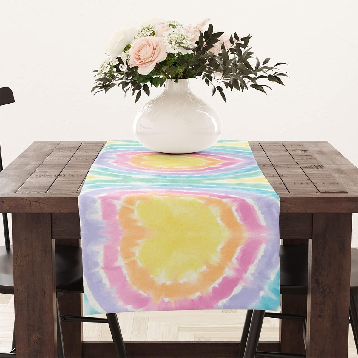 zcyxuuw Camino de mesa colorido teñido anudado arcoíris, decoración de mesa de cocina, comedor, bonitos caminos de mesa para interiores y