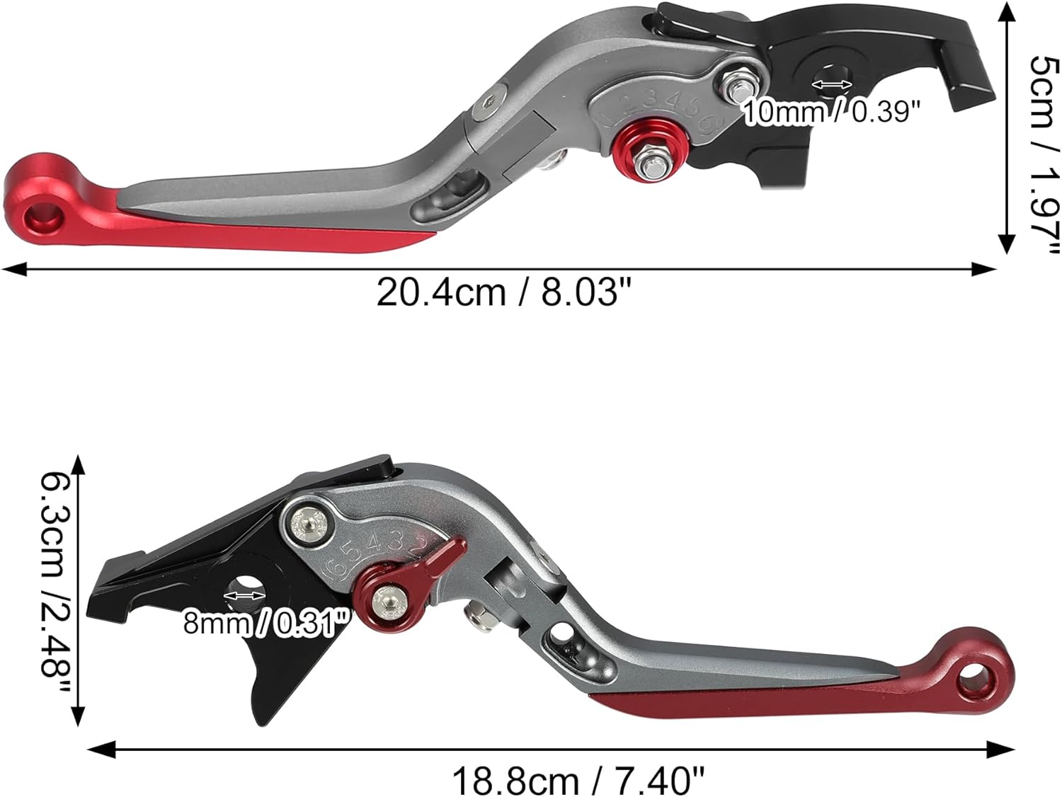 uxcell 1 par de palancas de embrague de freno de motocicleta ajustables plegables para Suzuki Gixxer Sf250 2020-2021 tono titanio rojo