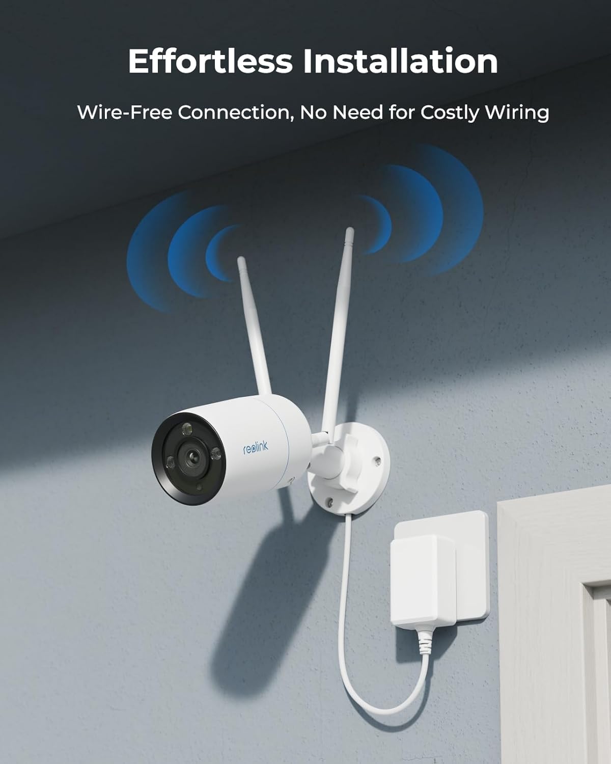 REOLINK Sistema de cámara de seguridad inalámbrica 4K, 4 cámaras WiFi 6 enchufables para exteriores 4K8MP, visión nocturna a color, detección de