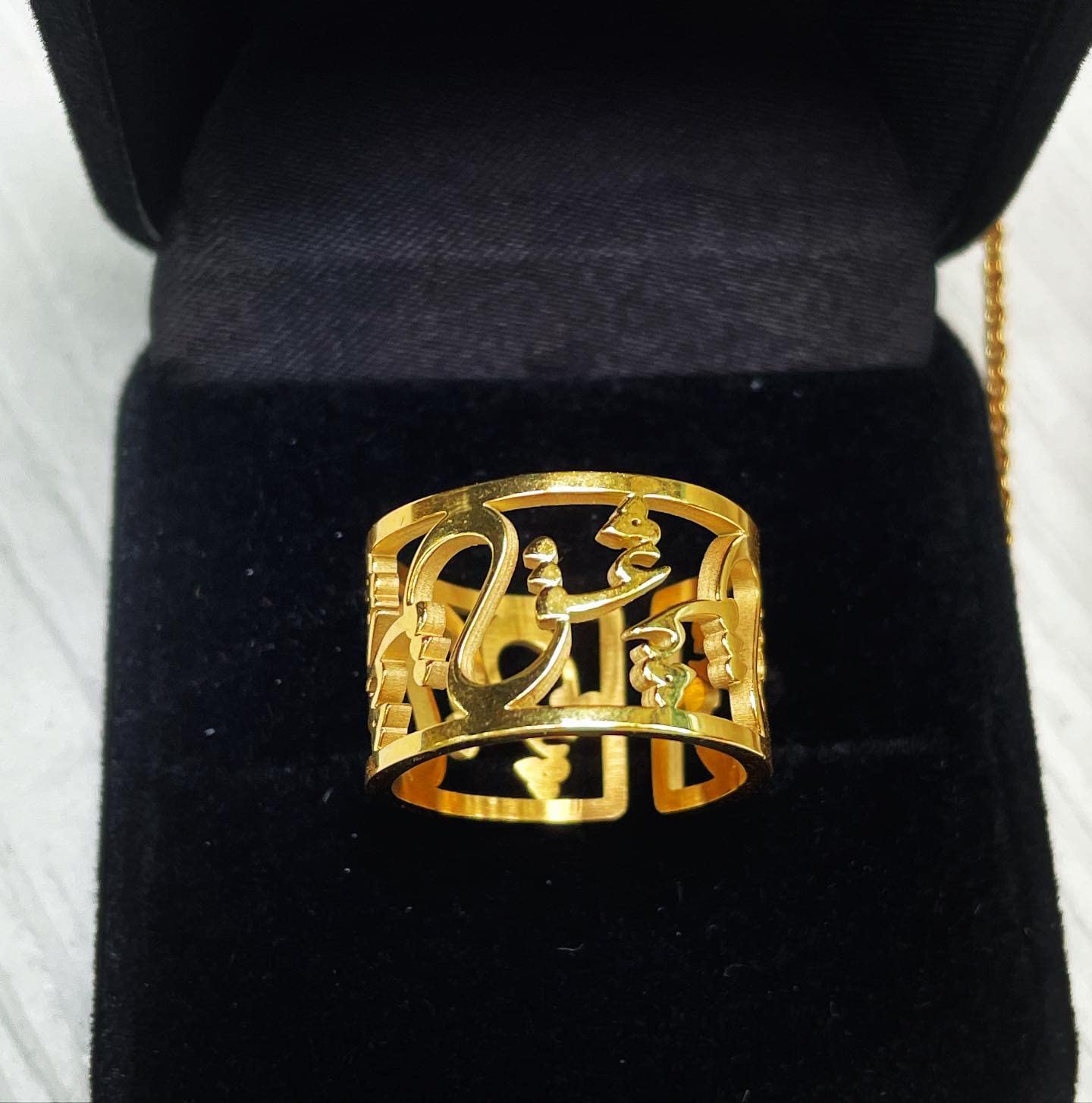 Love Ring, Gold Plated Persian Ring with Love Letter, Calligraphy Jewelry, Persian Jewelry, Special elegant and stylish gift for Her! Special