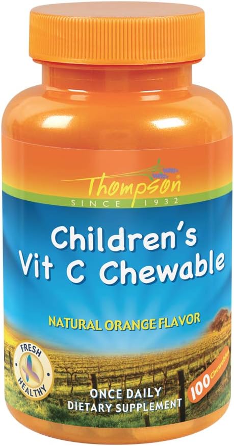 Thompson Niños C, masticable, naranja (Btl-plástico) 100mg 100ct