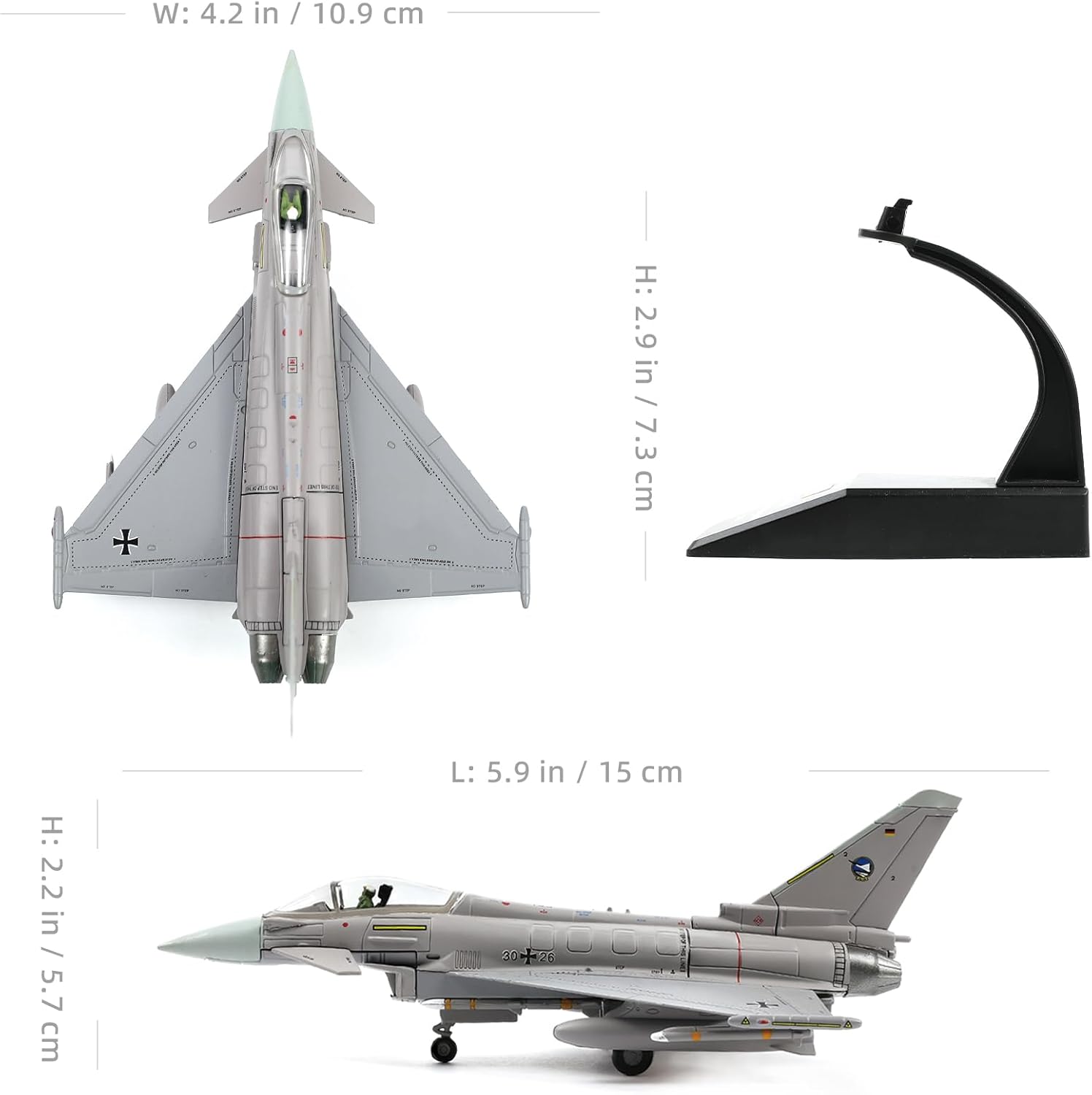 1100 Eurofighter Typhoon EF-2000 German Jet Fighter Modelo de avión fundido a presión para colección de exhibición o regalo