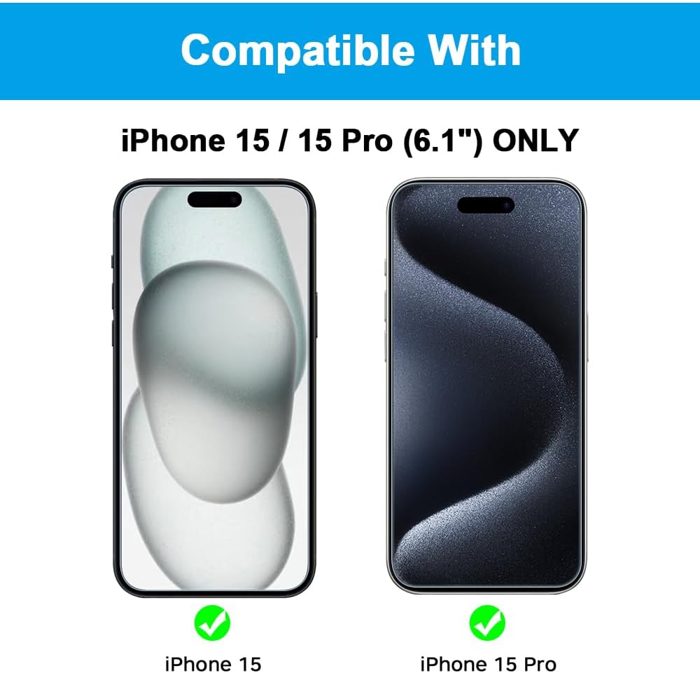 Protector de pantalla para iPhone 15 ProiPhone 15, bloqueo de luz azul, vidrio templado de dureza 9H antiluz azul, paquete de 2