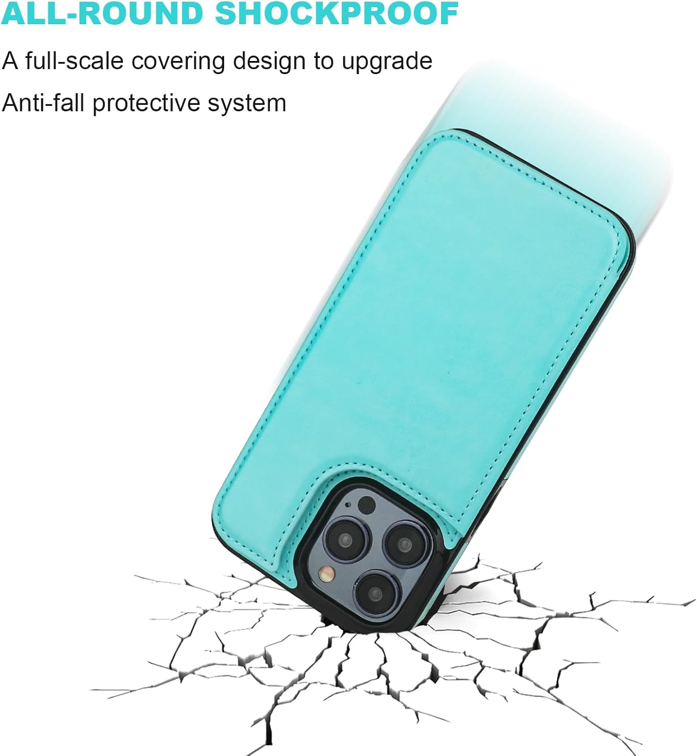 Onetop Funda tipo cartera compatible con iPhone 15 Pro Max con soporte para tarjetas, funda de piel sintética con ranuras para tarjetas, doble