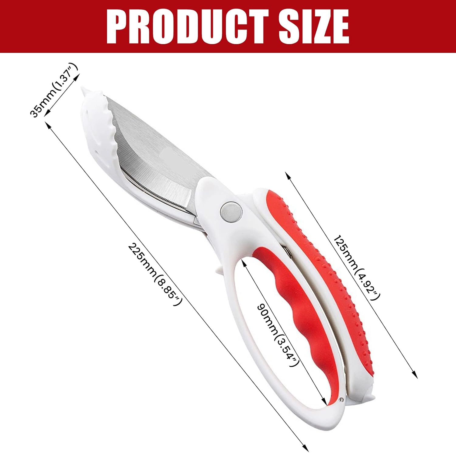 NASHARIA Tijeras de ensalada Tijeras de hierbas Picador de ensalada de cocina resistente Tijeras de ensalada de cocina Multifuncional de doble hoja