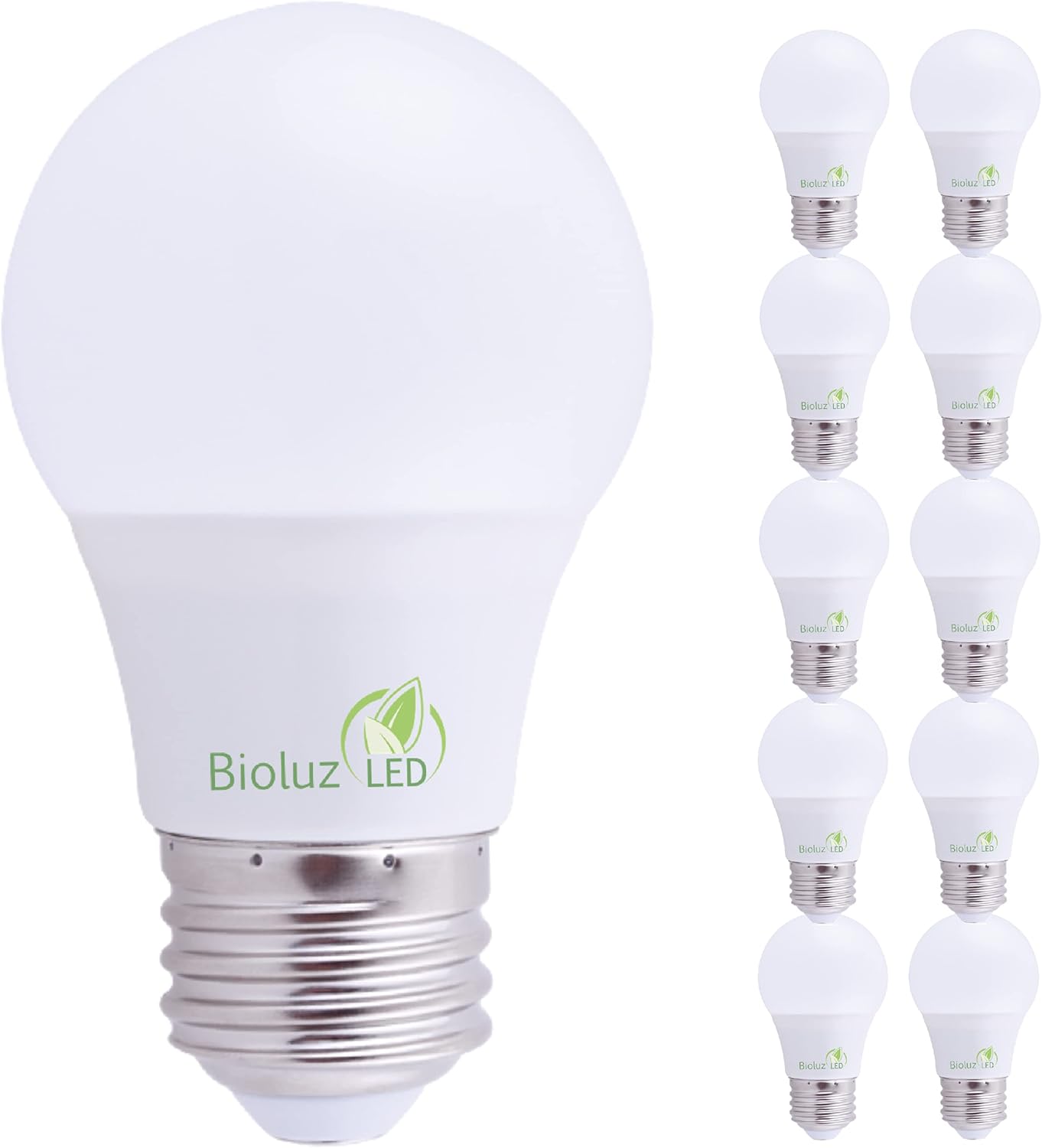 Bioluz LED Bombillas A15 de luz blanca suave 3000 K regulables A15 60 vatios bombillas LED (8 vatios) paquete de 10