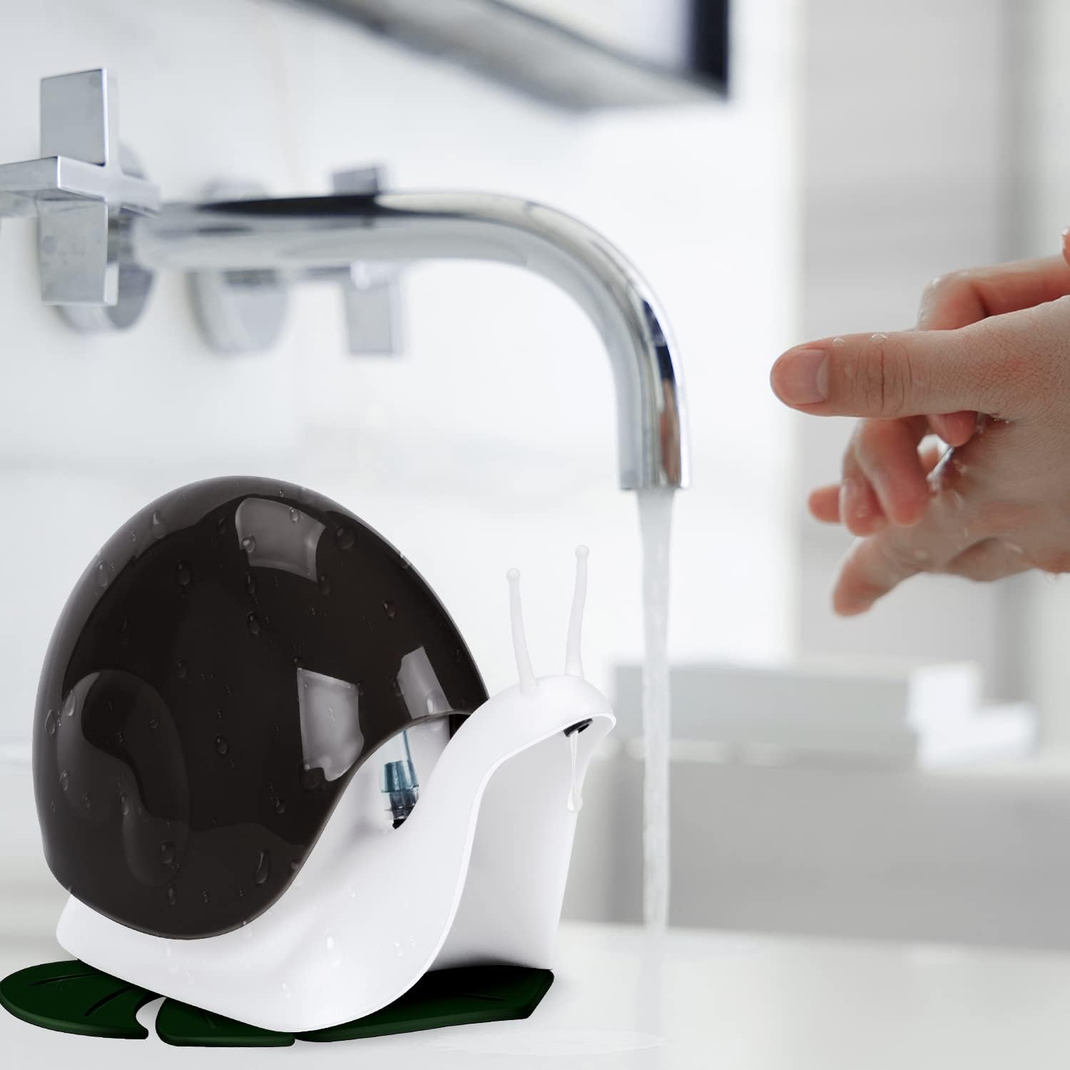 Lindo dispensador de jabón de caracol, recipiente de jabón de manos con almohadilla de silicona para baño, cocina, inodoro, oficina, bomba