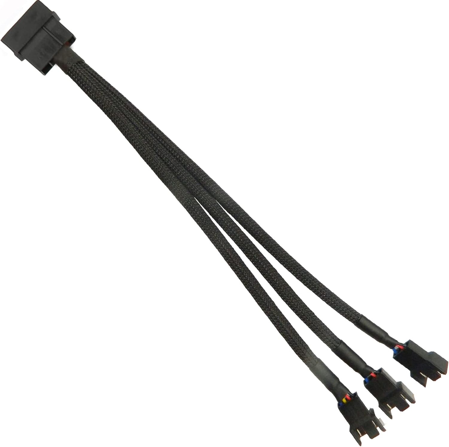 FBHDZVV Cable divisor de ventilador PMW de 4 pines a 3 pines4 pines, funda de PC, cable adaptador con funda de ventilador de 1 a 3 PMW, divisor de