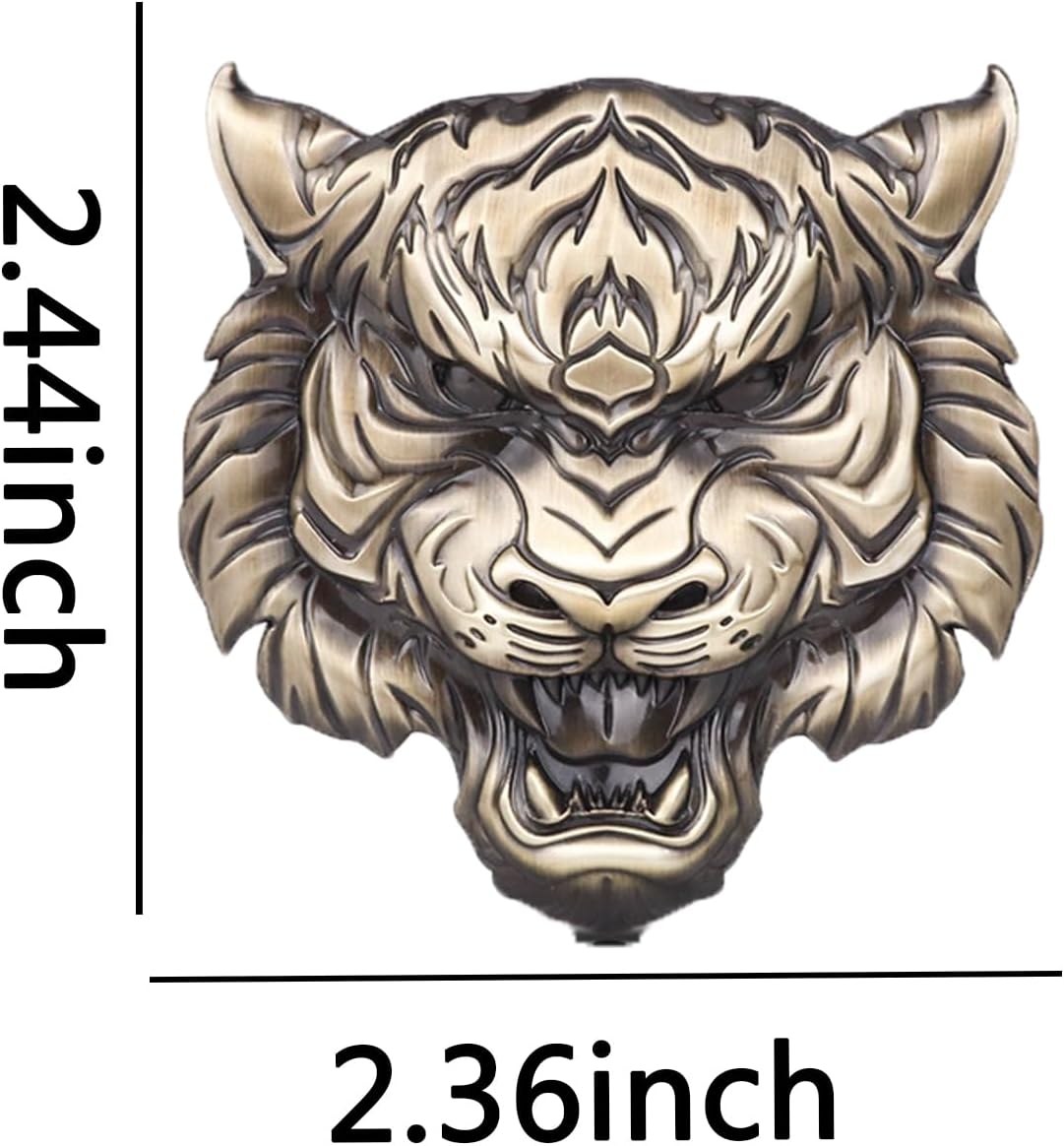 Emblema de metal de cara de tigre, emblema de automóvil, decoración de animales 3D, calcomanía de metal para automóvil, calcomanía de decoración