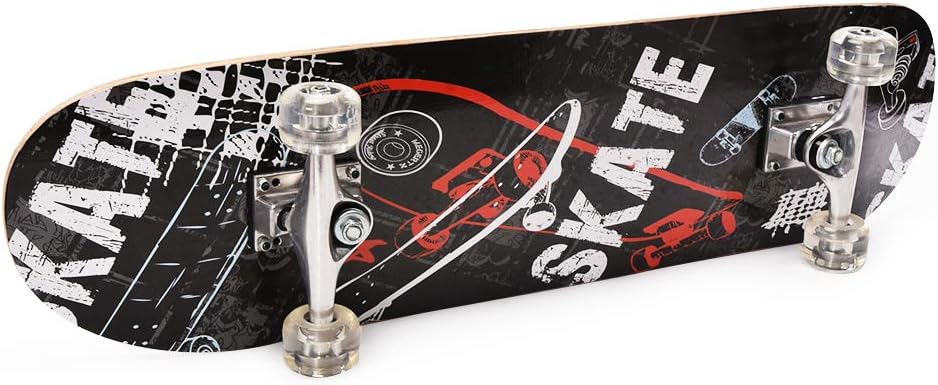 ChromeWheels Patineta de 31 pulgadas, patineta de doble patada, tabla Cruiser Longboard de 8 capas de arce para niños y principiantes