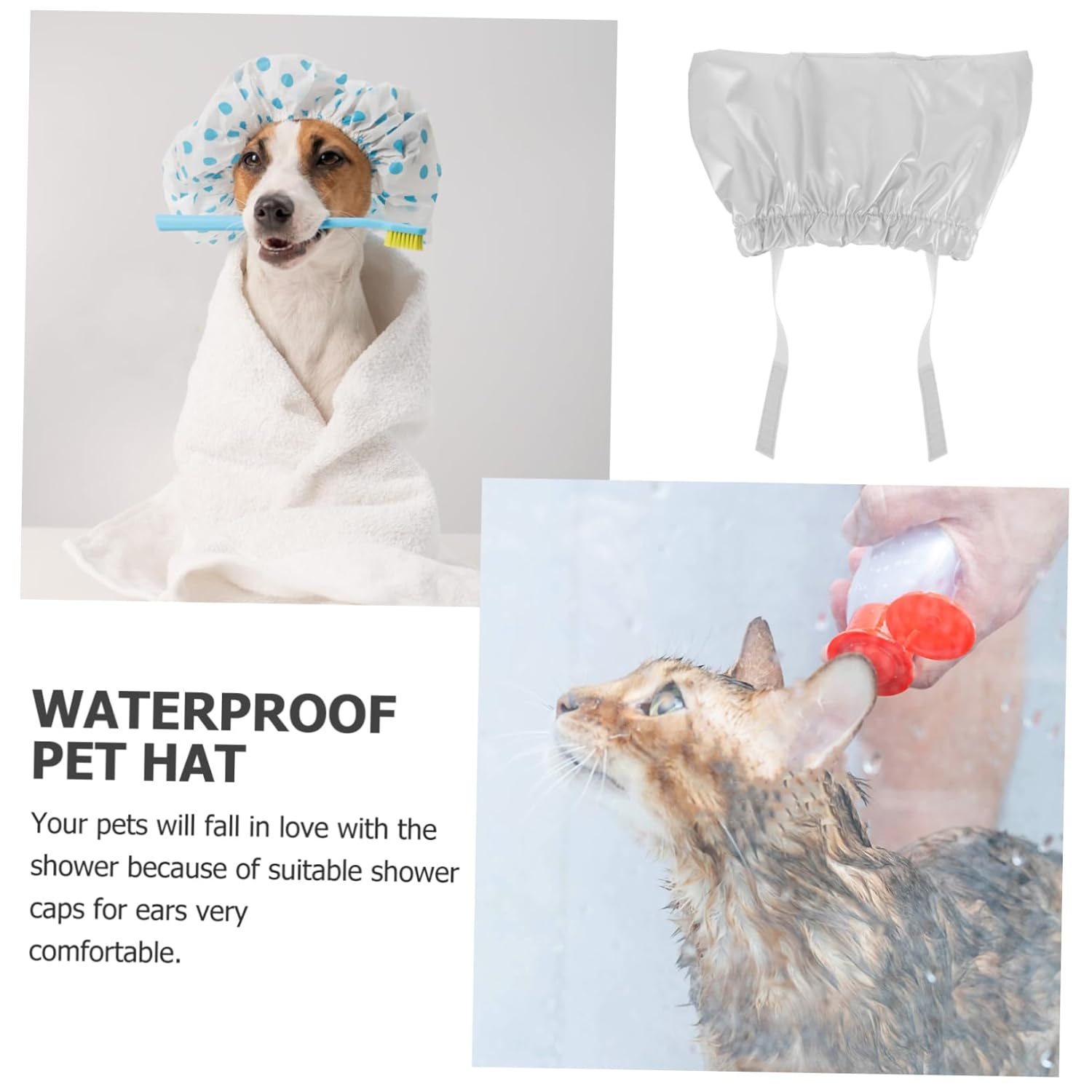 SUPVOX Gorro de ducha para mascotas, gorro de ducha portátil para perros, sombreros para perros grandes, sombrero de baño para cachorros, protector