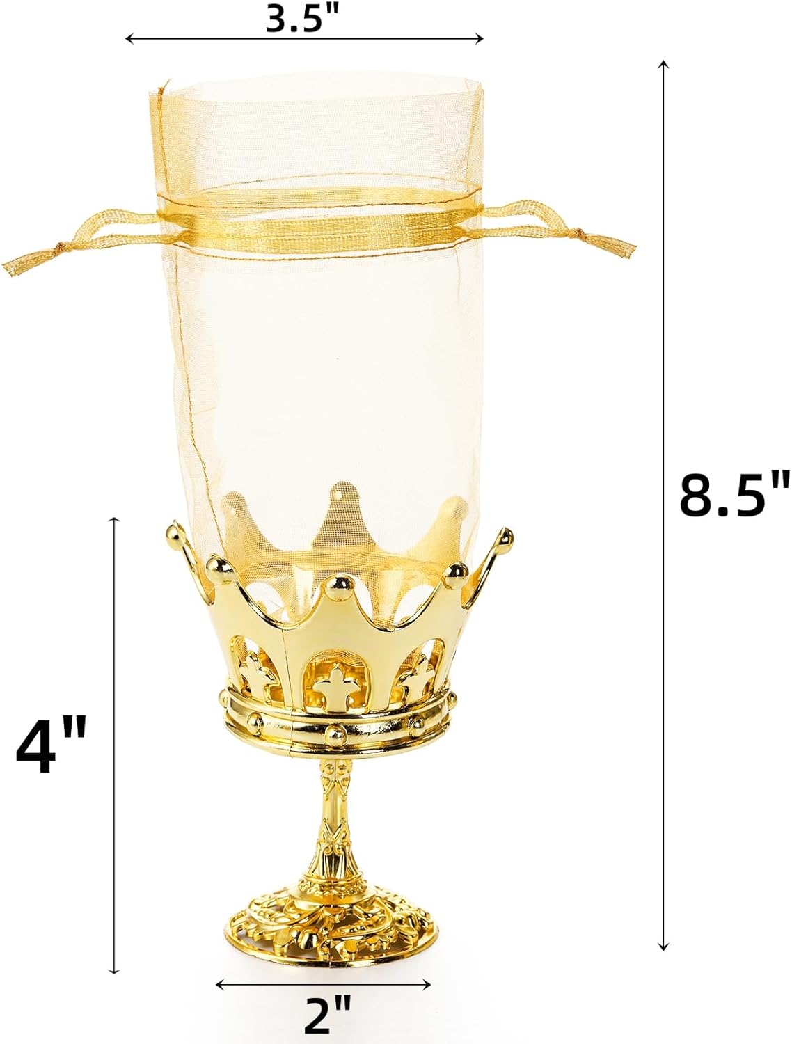 Noamus Paquete de 30 coronas rellenables con bolsa, copa de plástico dorada con bolsas con cordón, cajas de almacenamiento decorativas para dulces,