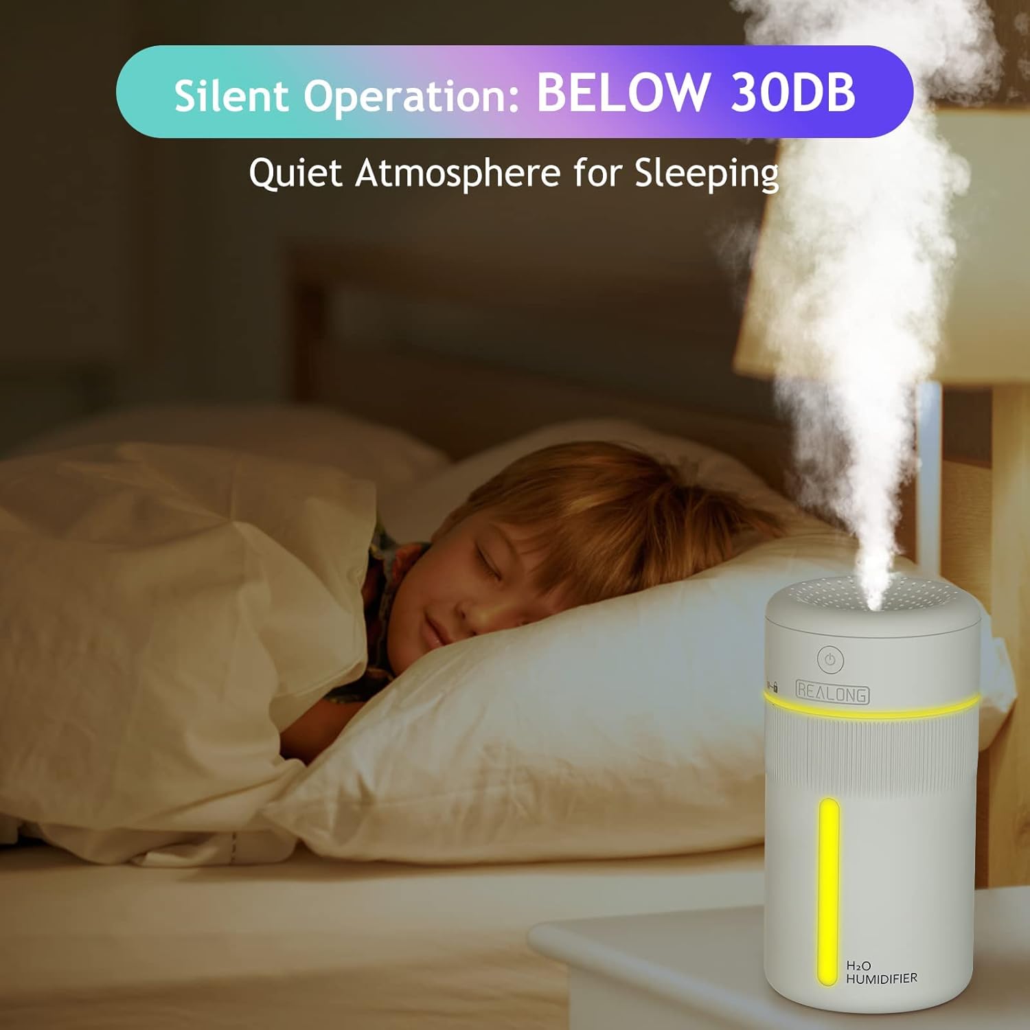 Humidificadores pequeños para dormitorio, mini humidificador de niebla fría de 13.5 fl oz, humidificadores portátiles de escritorio personal blanco
