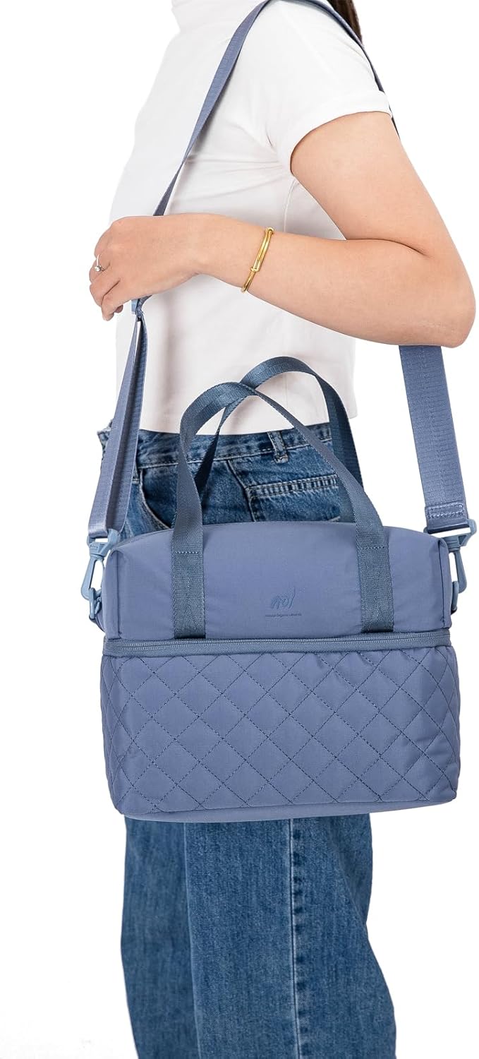 NOL Natural Organic Lifestyle Bolsa de almuerzo reutilizable para mujer, a prueba de fugas, con aislamiento medio, de nailon, con correa desmontable