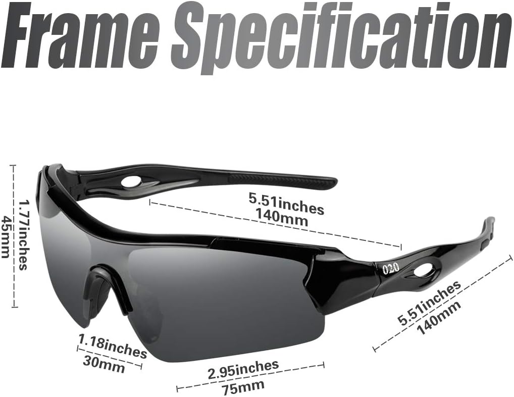 O2O Lentes de sol deportivos polarizados para jóvenes, adolescentes, ciclismo, conducción, golf, béisbol, ciclismo, pesca, correr