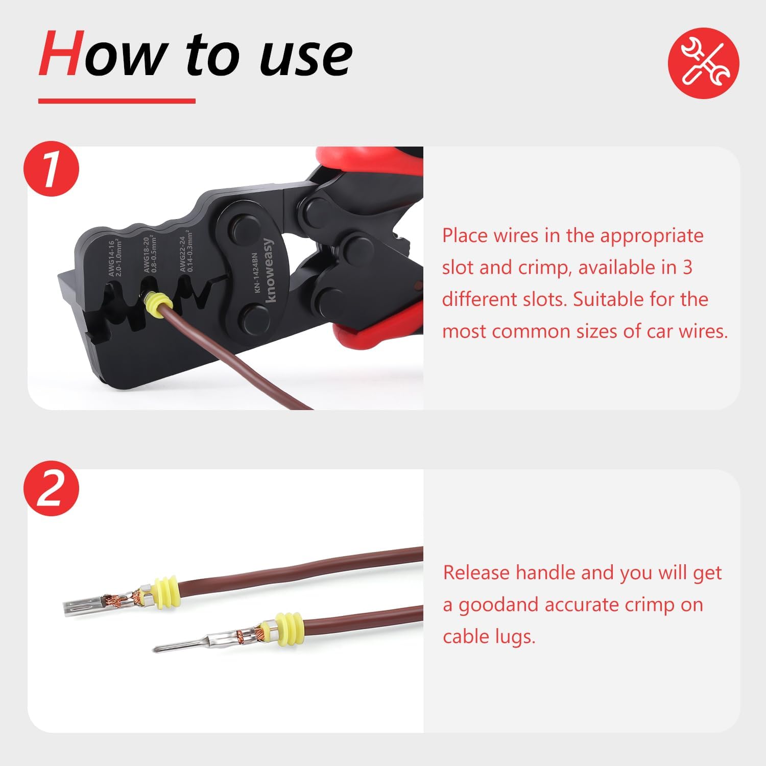 Knoweasy Herramienta de crimpado para paquete de clima y crimpadora Molex compatible con Deutsch DT Series Stamped or Formed Contact, Molex, Delphi,