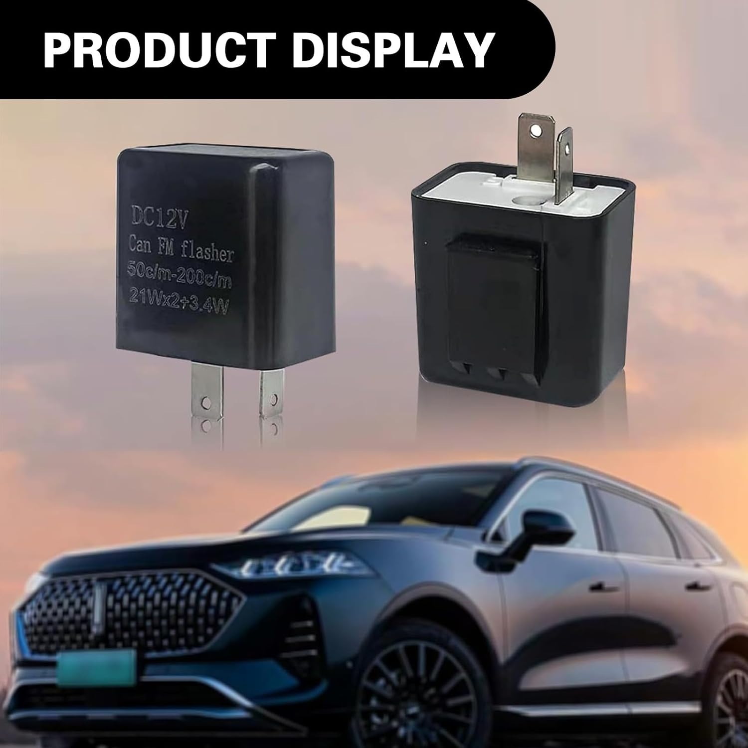 cueclue 4 relés intermitentes para automóvil, DC12V de dos pines LED de frecuencia ajustable, relé de señal de giro de frecuencia ajustable,