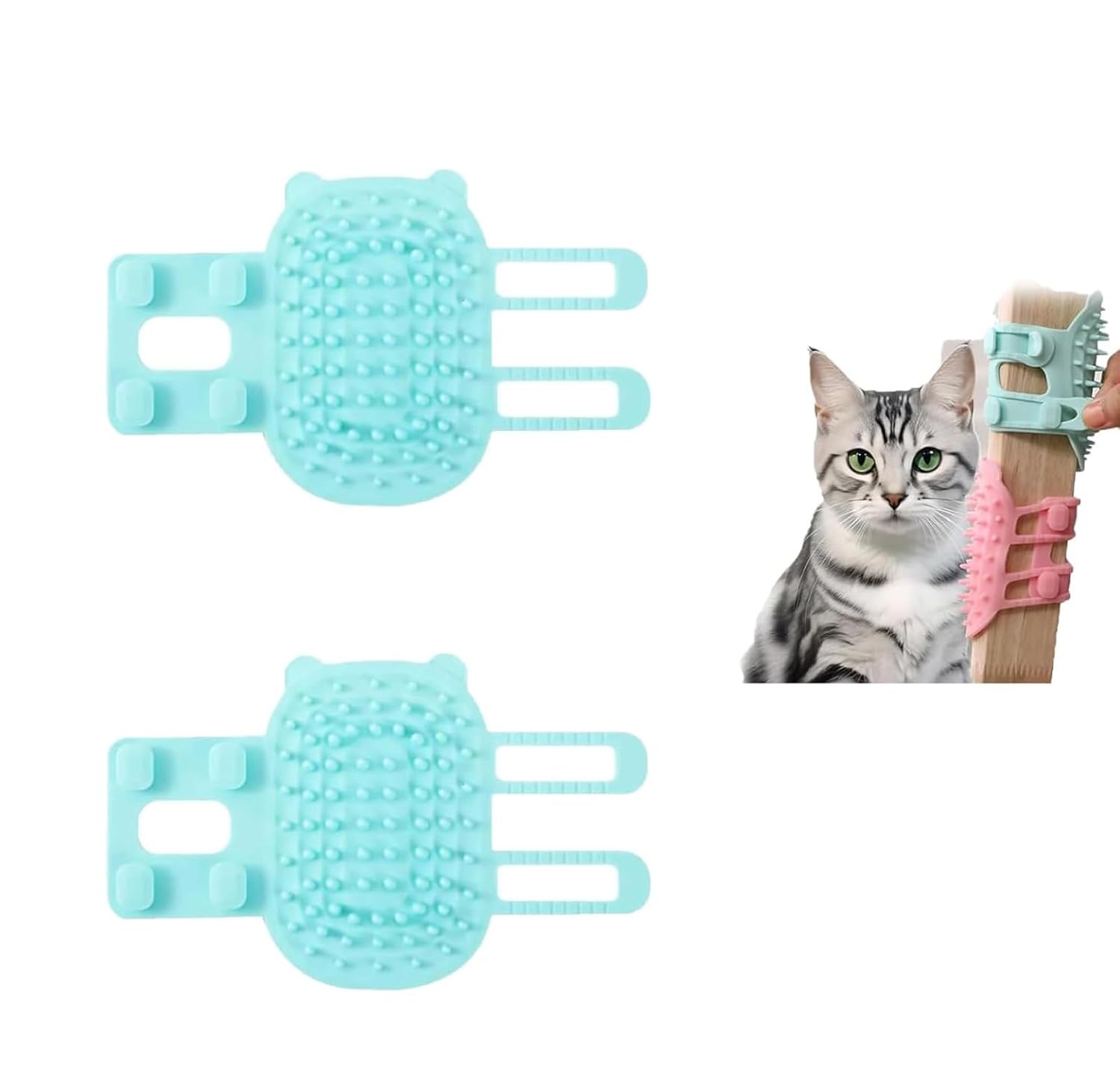 2 cepillos de esquina para gatos, reduce el desprendimiento, los arañazos y la picazón, artefacto de cosquillas para mascotas con cerdas de