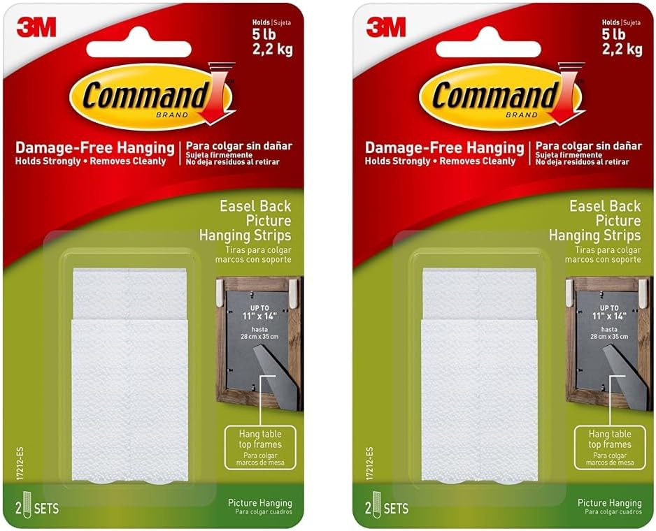 Command 17212-ES – Tiras de plástico para colgar en la parte trasera de caballete, color blanco, 2 unidades (paquete de 2)