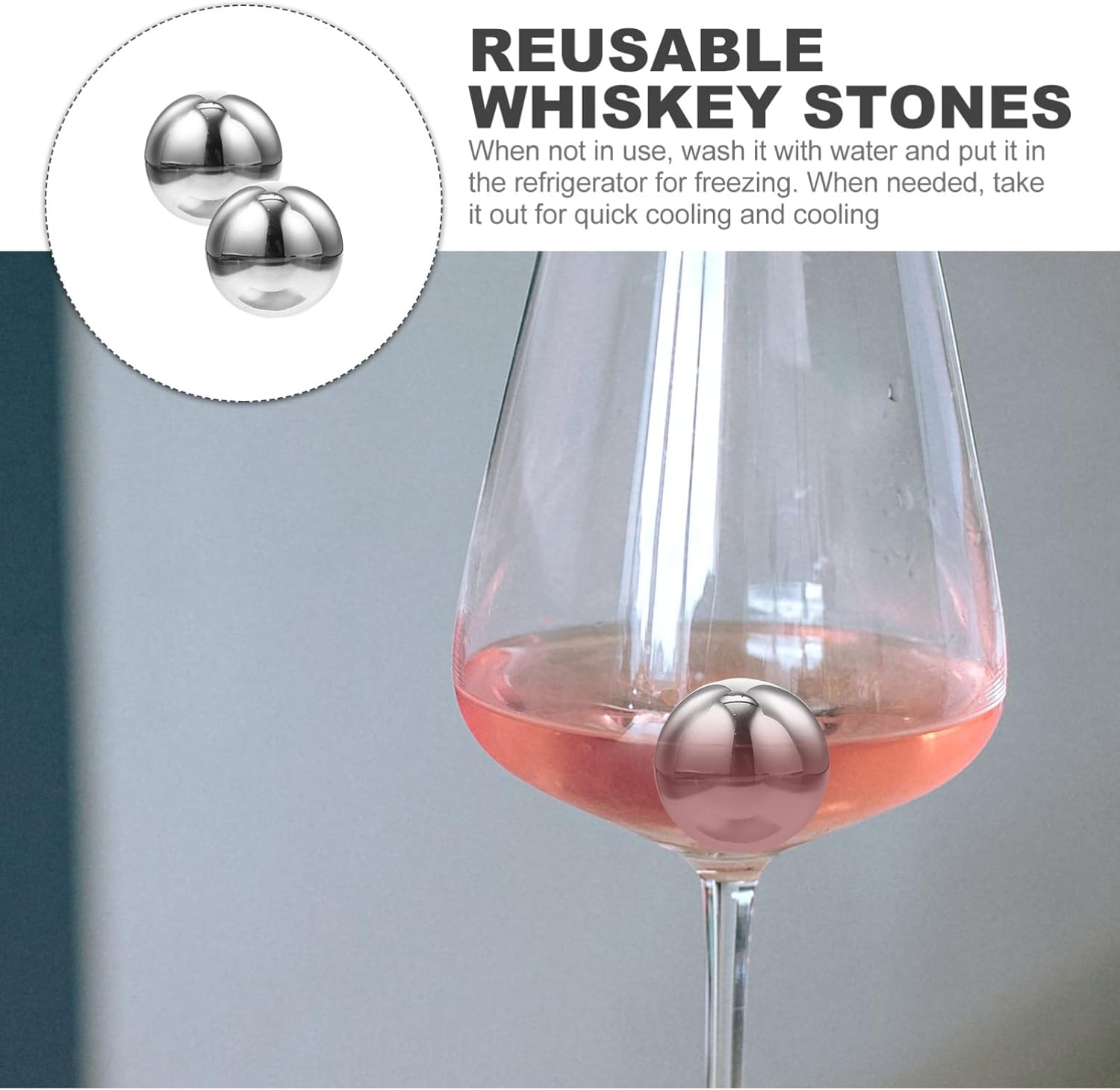 Cabilock 2 piezas de acero inoxidable hielo piedra vino vino cubos de hielo enfriamiento resistente al desgaste piedras whisky amantes del hielo