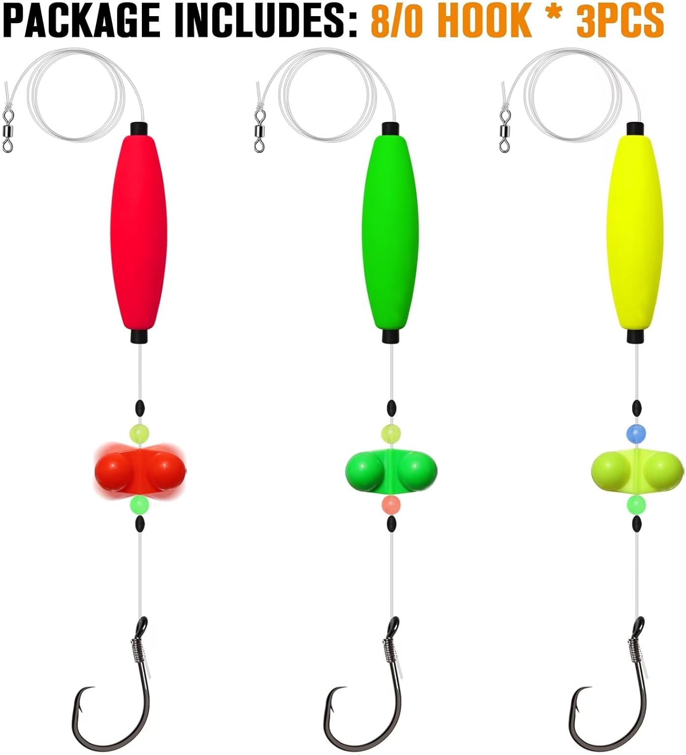 Dovesun Plataformas de pesca para bagre, 6 piezas de aparejos de pesca para gato, aparejo Santee Rig 50 60 70 80 ganchos circulares para flotadores