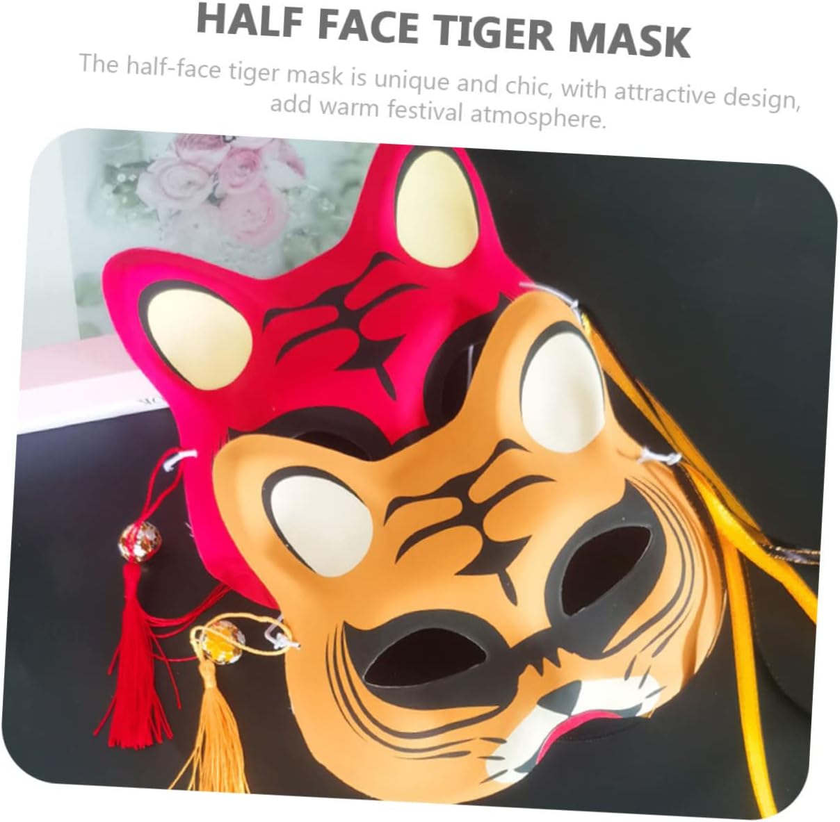 3 piezas de máscara de gato de tigre, medias máscaras de animales, máscaras vintage, disfraz de Año Nuevo, decoración de festivales de primavera,