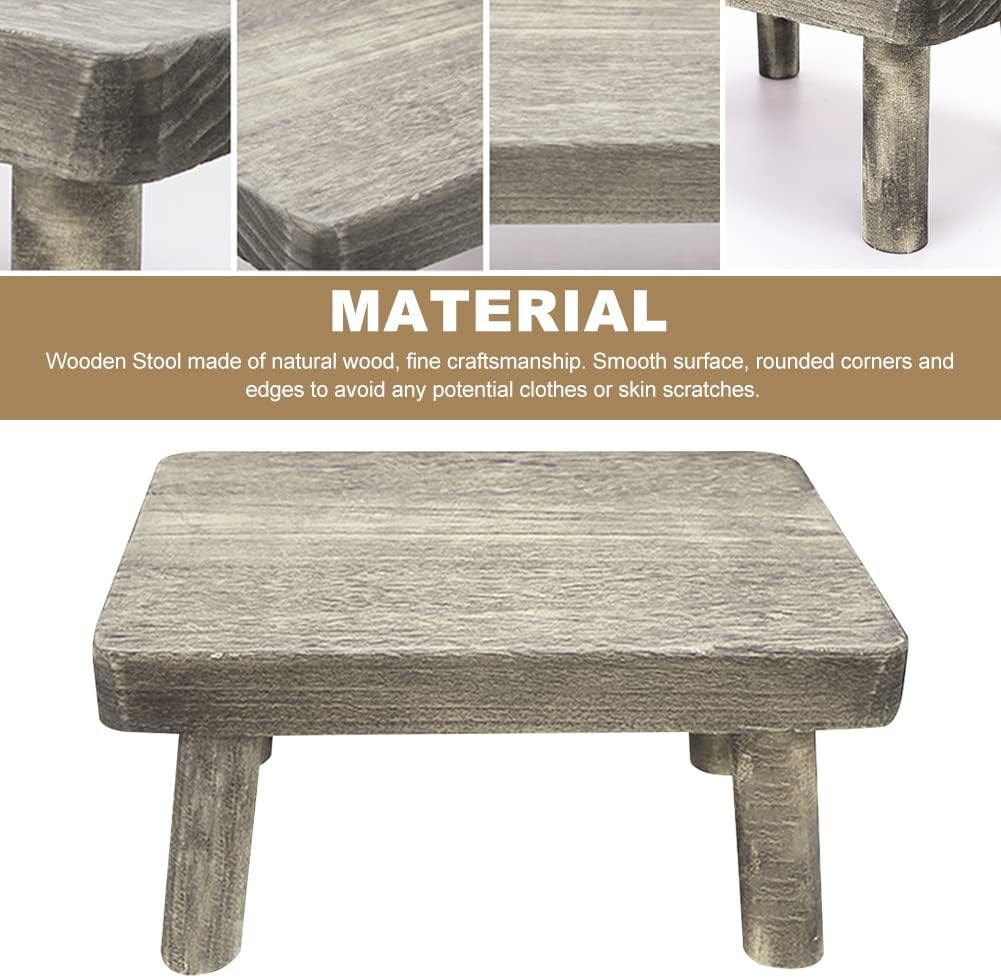 Taburete de madera, taburete de cama para cocina de camas altas, taburete rectangular portátil de madera para niños y adultos, taburete de movilidad