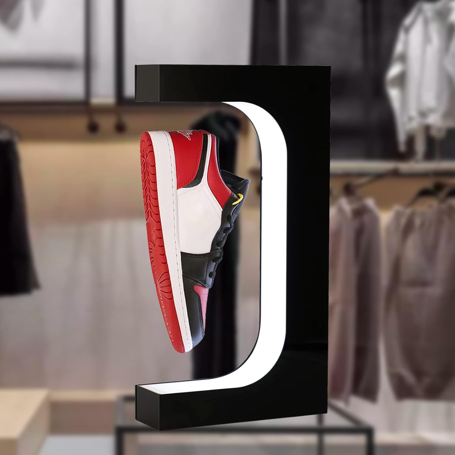 DuliCube Soporte magnético para zapatos con luz LED, soporte acrílico giratorio para exhibiciones publicitarias en tienda, tienda, regalo,
