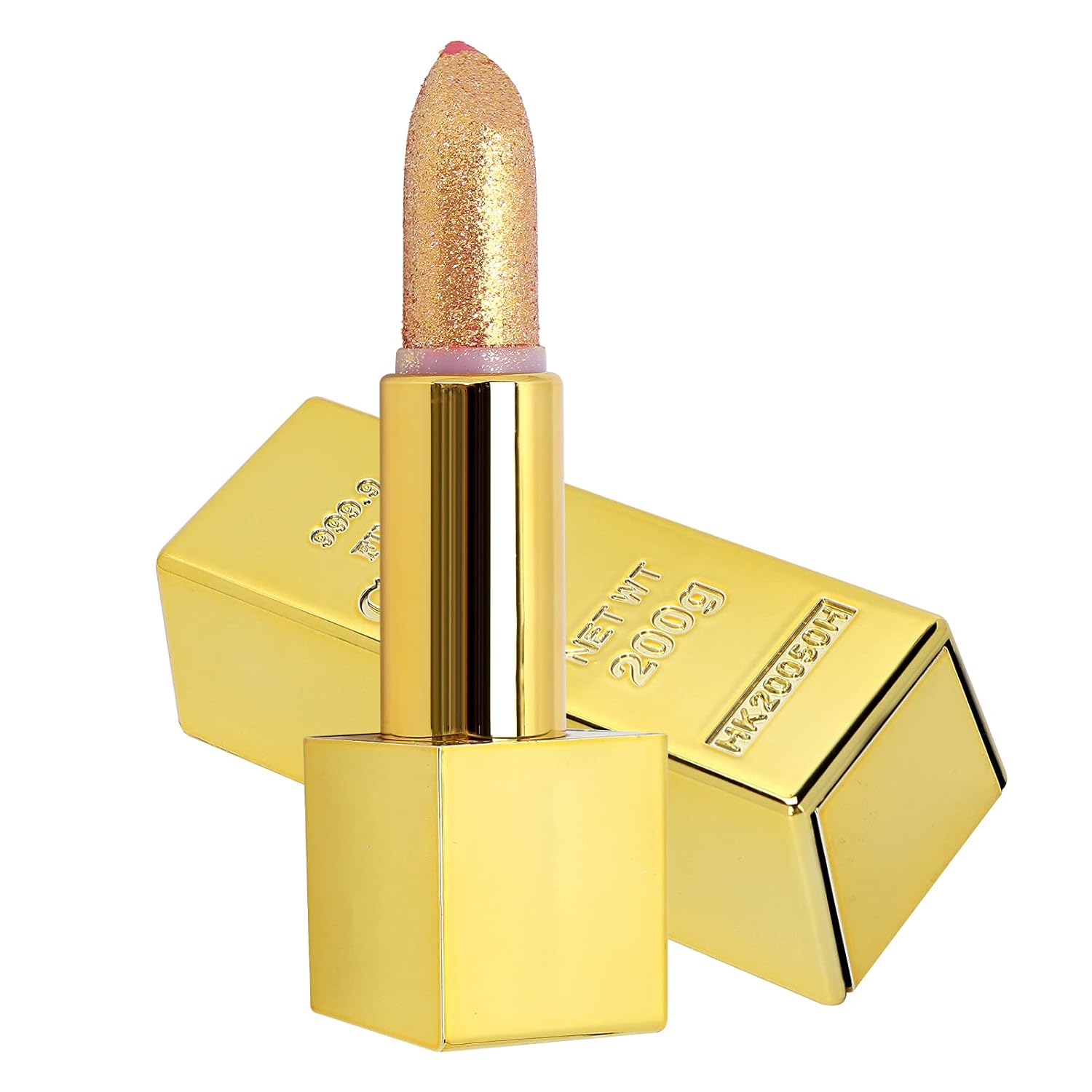 Barra de labios Gold Bar de 0.12 oz, de larga duración, hidratante y suave maquillaje de labios cosméticos (lápiz labial dorado 1 # edición