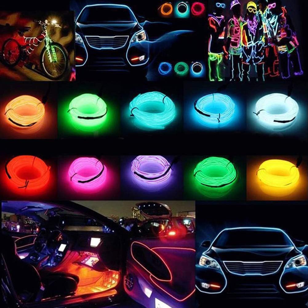 El Wire – Tira de luces LED de neón de 9.8ft9 pies, color azul, verde, rojo, rosa, blanco, amarillo, morado, verde fluorescente, azul hielo (verde)