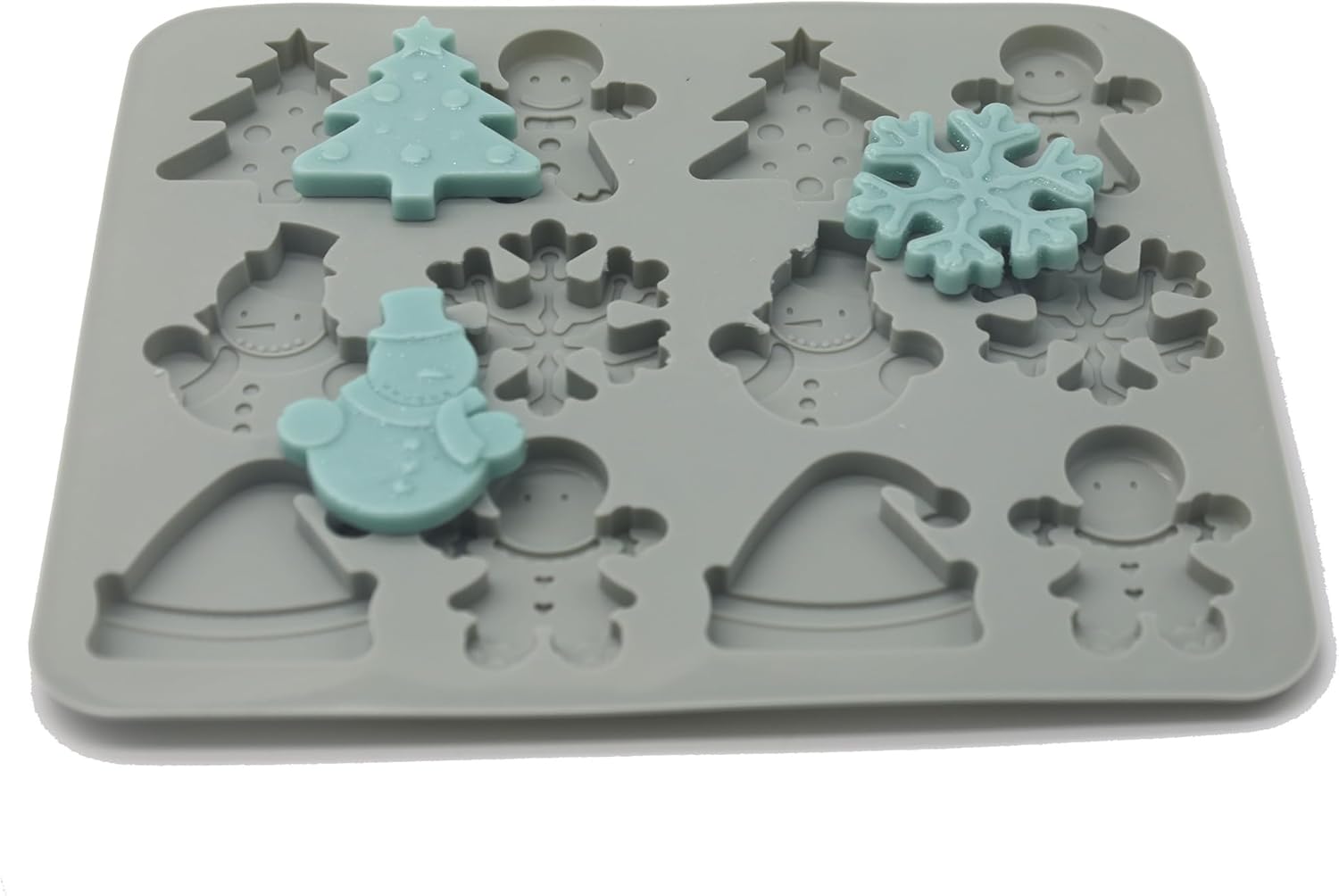 X-Haibei Árbol de Navidad copo de nieve hombre de jengibre muñeco de nieve sombrero de regalo, molde de barra de jabón CP caramelo de chocolate
