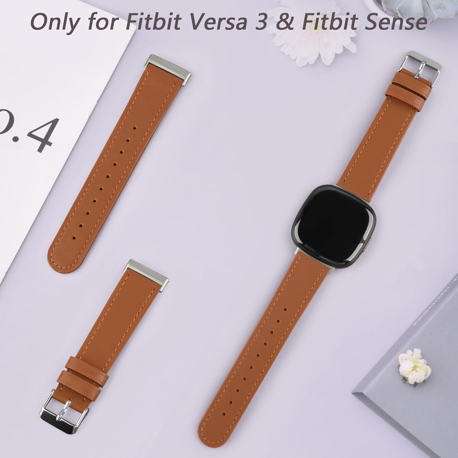 Meliya Correas de cuero compatibles con Fitbit Versa 4, Fitbit Versa 3, Sense 2, correas de reloj Fitbit Sense para mujeres y hombres, correas
