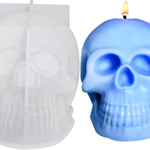 ONNPNN Molde de vela de calavera 3D, molde de silicona con forma de calavera, moldes de cera de yeso de aromaterapia de esqueleto, moldes de ONNPNN Molde de vela de calavera 3D, molde de silicona con forma de calavera, moldes de cera de yeso de aromaterapia de esqueleto, moldes de