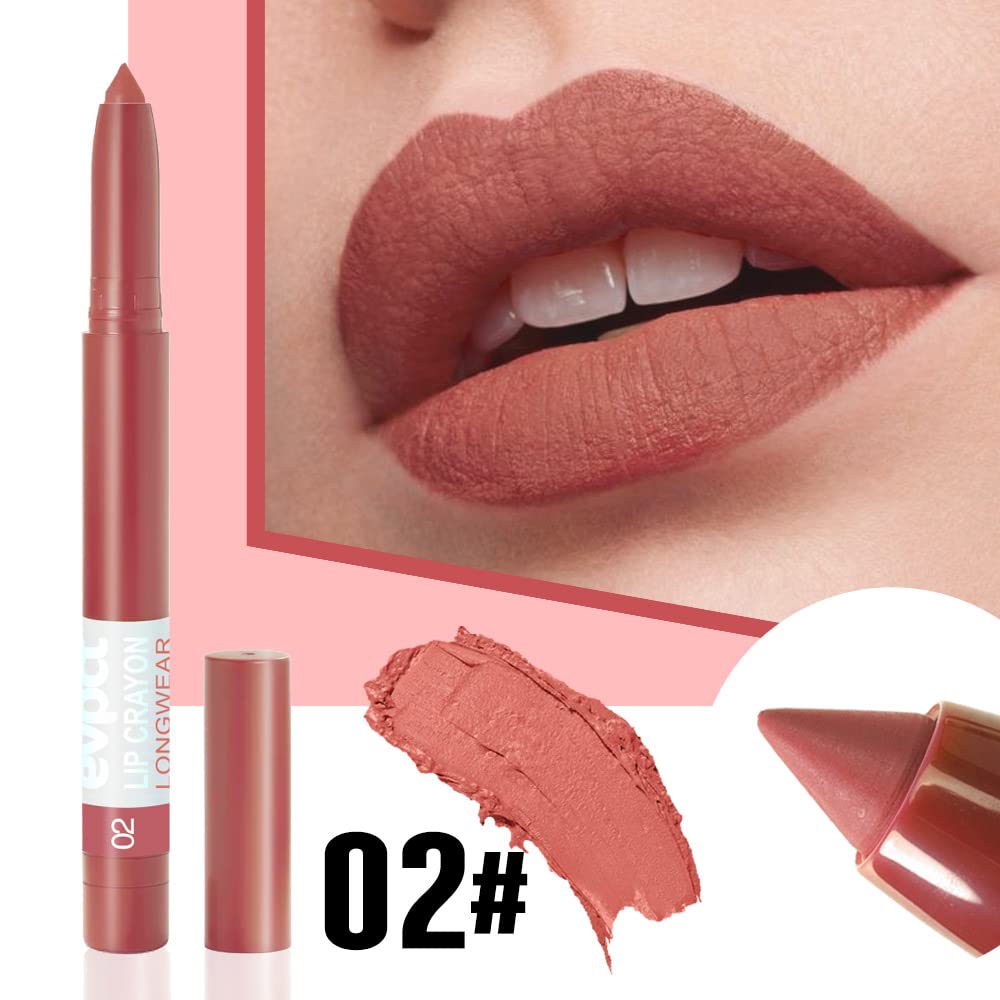 BINGBRUSH Juego de lápices labiales de 3 colores mate de larga duración, delineador de labios suave con sacapuntas incorporado, lo último para