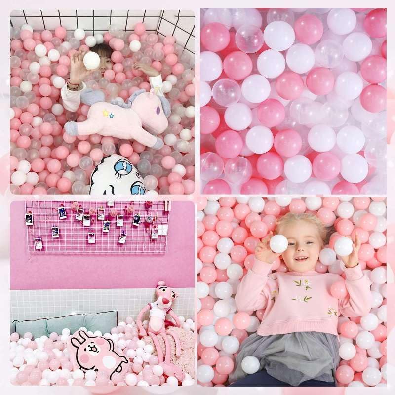 Lovgrils 170 bolas rosas para niños, bolas de plástico rosa para hogueras de bolas, bolas de colores brillantes para niños pequeños de 1 a 3 años